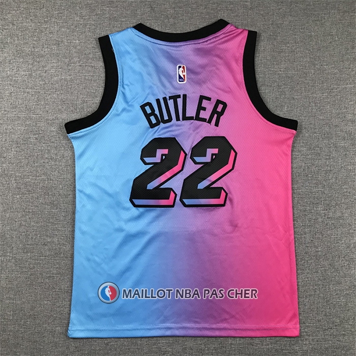 Maillot Enfant Miami Heat Jimmy Butler NO 22 Ville 2020-21 Bleu Rosa